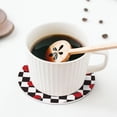 thumbnail image 5 of Zufioo Ladybugs Of Black And White Checkers Print Leather Coaster Set, Decorative PVC Coasters 4-pack - Scald and Stain-resistant, Suitable for Home, Cafes, Restaurants-Round Shape, 5 of 6
