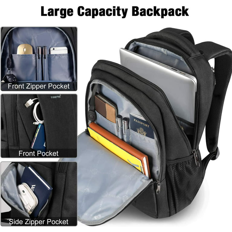 Men Women Backpack Bookbag School Travel Laptop Rucksack Zipper Bag 15.6