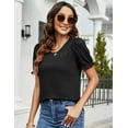 thumbnail image 7 of ZHENWEI Women Puff Short Sleeve Shirts Casual Lace Keyhole Back Blouse Crew Neck Soft Tunic Top for Summer, 7 of 7