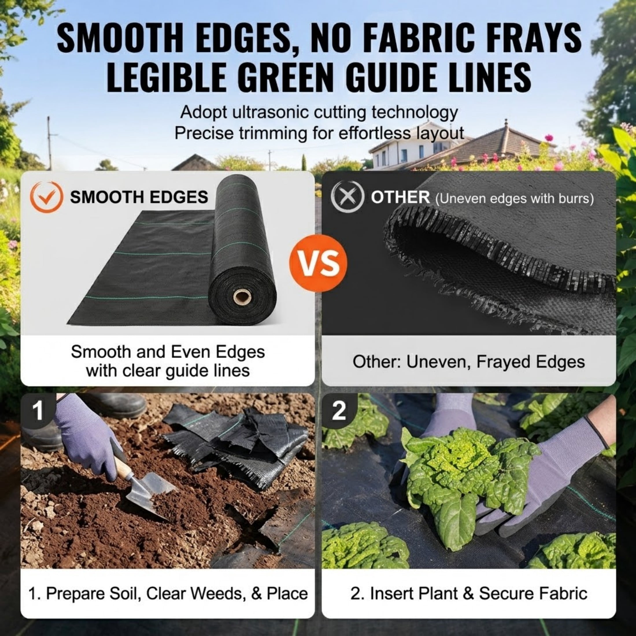 JUVOCT 13 x 108 Ft Weed Barrier Landscape Fabric, 5oz Heavy Duty Woven Geotextile Fabric for Driveway and Garden Ground Cover
