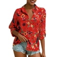 thumbnail image 2 of Sonducket Blusa informal con botones de manga larga y estampado de gasa para mujer Prendas para la parte del cuerpo Rojo SG, 2 of 6
