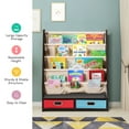 thumbnail image 6 of Topbuy Espresso  Book Rack Kids Toys Organizer Shelves With 4 Sling Bookshelf And 2 Boxes, 6 of 10