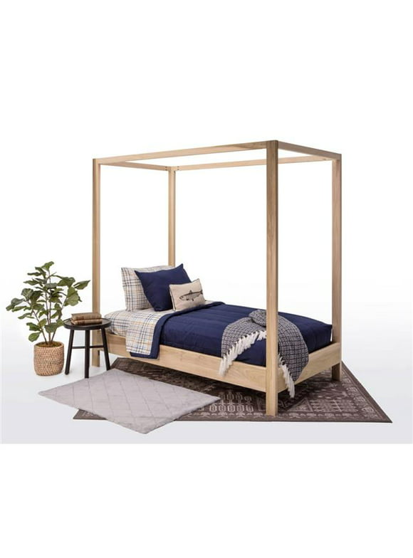 American Furniture Classics TWIN CANOPY Canopy Bed with Raised Platform, Natural - Twin Size