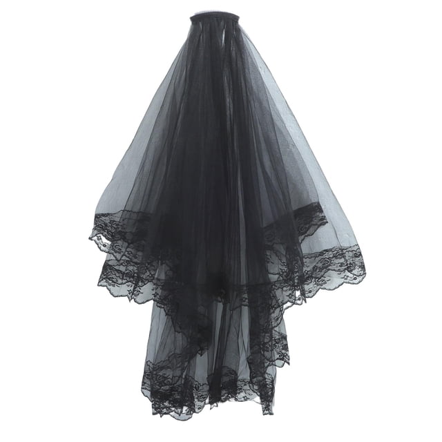 unbranded Velo Negro Con Encaje Y Tul Para Eventos De Cosplay Y Accesorios Fotográficos Elegantes