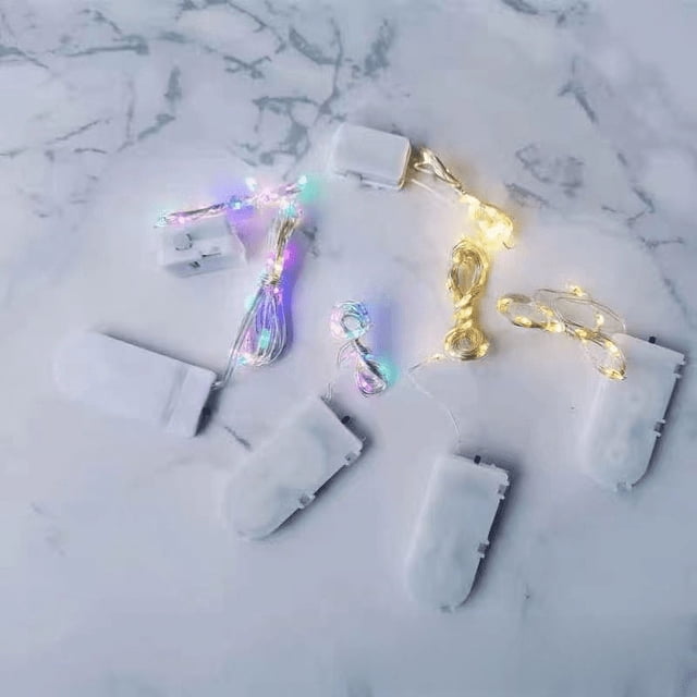 Cadena de luces LED con botón de alambre de cobre, cadena de luces para cumpleaños, cadena de luces pequeña con batería, decoración para tartas y fiestas de Navidad