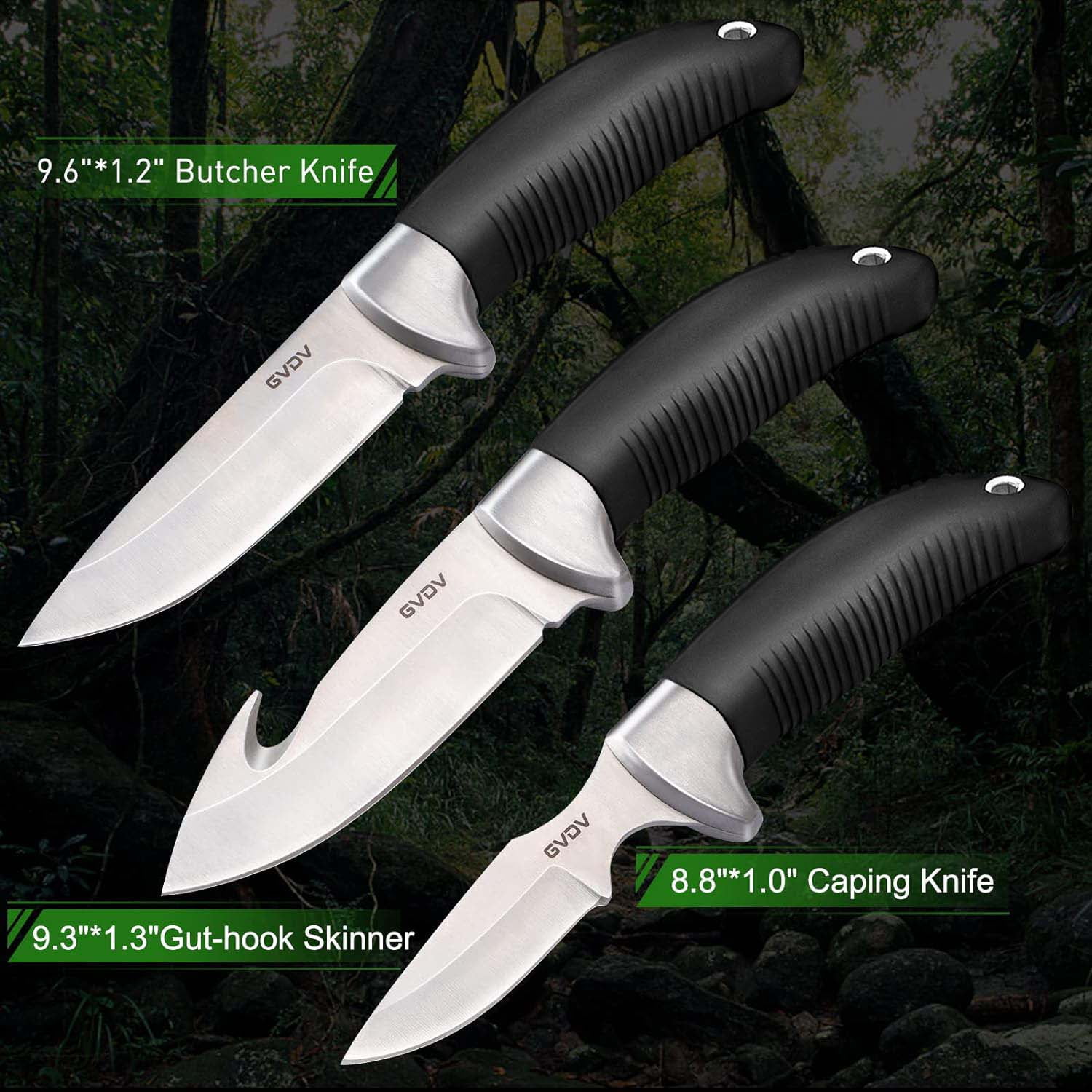 GVDV Hunting Knife Set for Hunting, Fishing, Camping, 14 Pieces