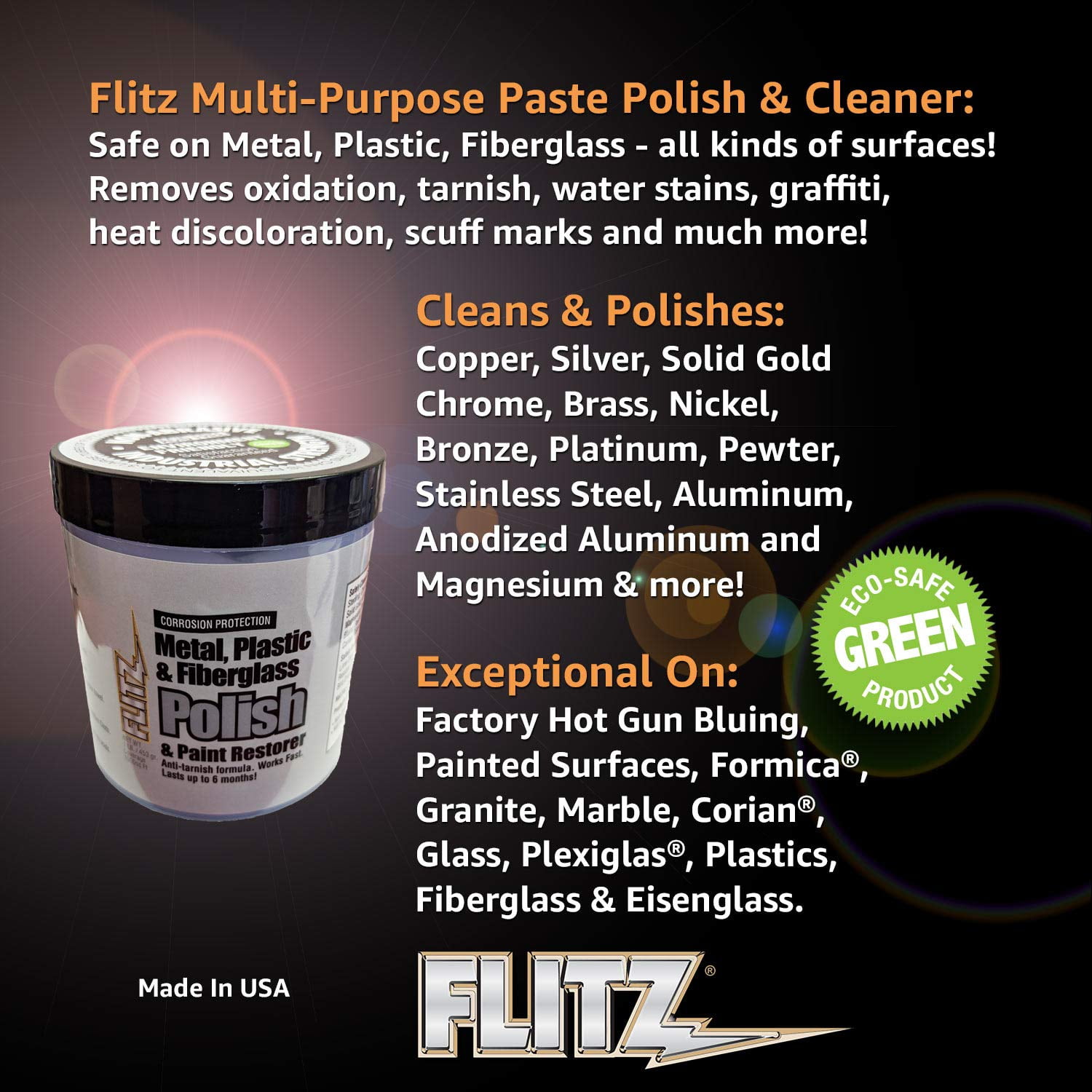 Flitz Metal, Plastic Fiberglass Polish Paste - 1.0lb [CA 03516-6]
