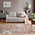 thumbnail image 2 of 7' X 9' Rust Floral Stain Resistant Area Rug, 2 of 8