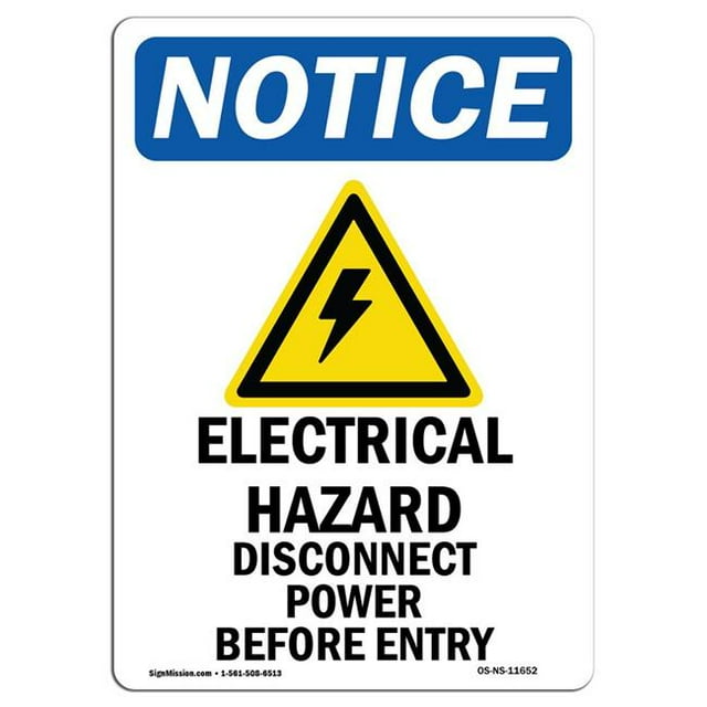 SignMission OS-NS-A-1218-V-11652 12 x 18 Po Panneau de Signalisation - Danger Électrique