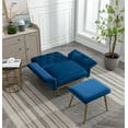 thumbnail image 3 of Accent Chair with Ottoman, Velvet Button Tufted Upholstered Recliner Lounge Chair with Adjustable Armrests and Backrest, Comfy Single Sofa Chair Armchair for Living Room Bedroom Apartment, Navy, 3 of 7