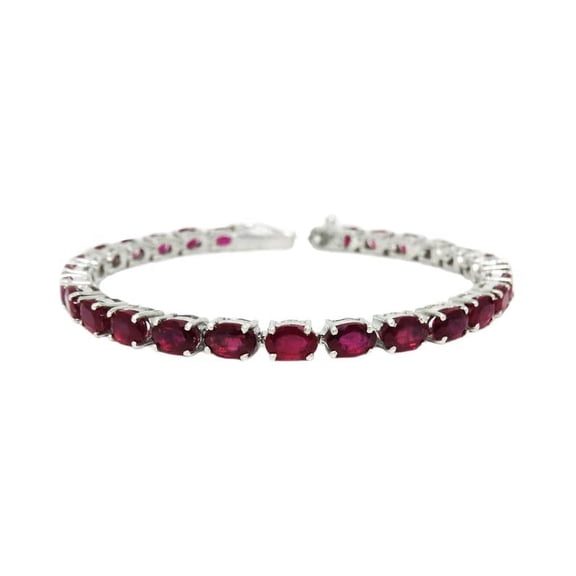 Natural Ruby Bracelet 4x6 mm oval Sterling Silver Ruby Tennis Bracelet for Unisex Adults by Juhi Jewels