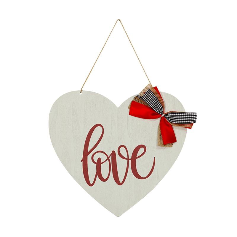 White Sparkle Wooden Heart hanging decoration sign plaque hanger gift Wedding 