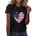 thumbnail image 5 of Htigea American Flag Heart T-Shirts for Women 4th of July Short Sleeve Tops Patriotic Graphic Tee Independence Day Summer Crewneck Shirts ZC Black T-Shirts M, 5 of 6