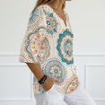 thumbnail image 5 of Tutolipy Mandala Print Linen-Style Women’s Blouse, Linen-Like Linen-Look Women's Blouse for Daily Wear Daily Outing Coastal Style, Size X-Large, 5 of 9