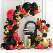 Black Gold PriNst Balloon Garland Arch Kit, 134pcs Black Metallic Gold Confetti Balloons for Casino Theme Party Decorations, New Year, Birthday, Graduation, Hollywood Theme Party Decorations