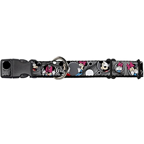 Buckle-Down Mickey & Minnie Peek-A-Boo Expressions Swirl Black White Disney Martingale Plastic Clip Collar