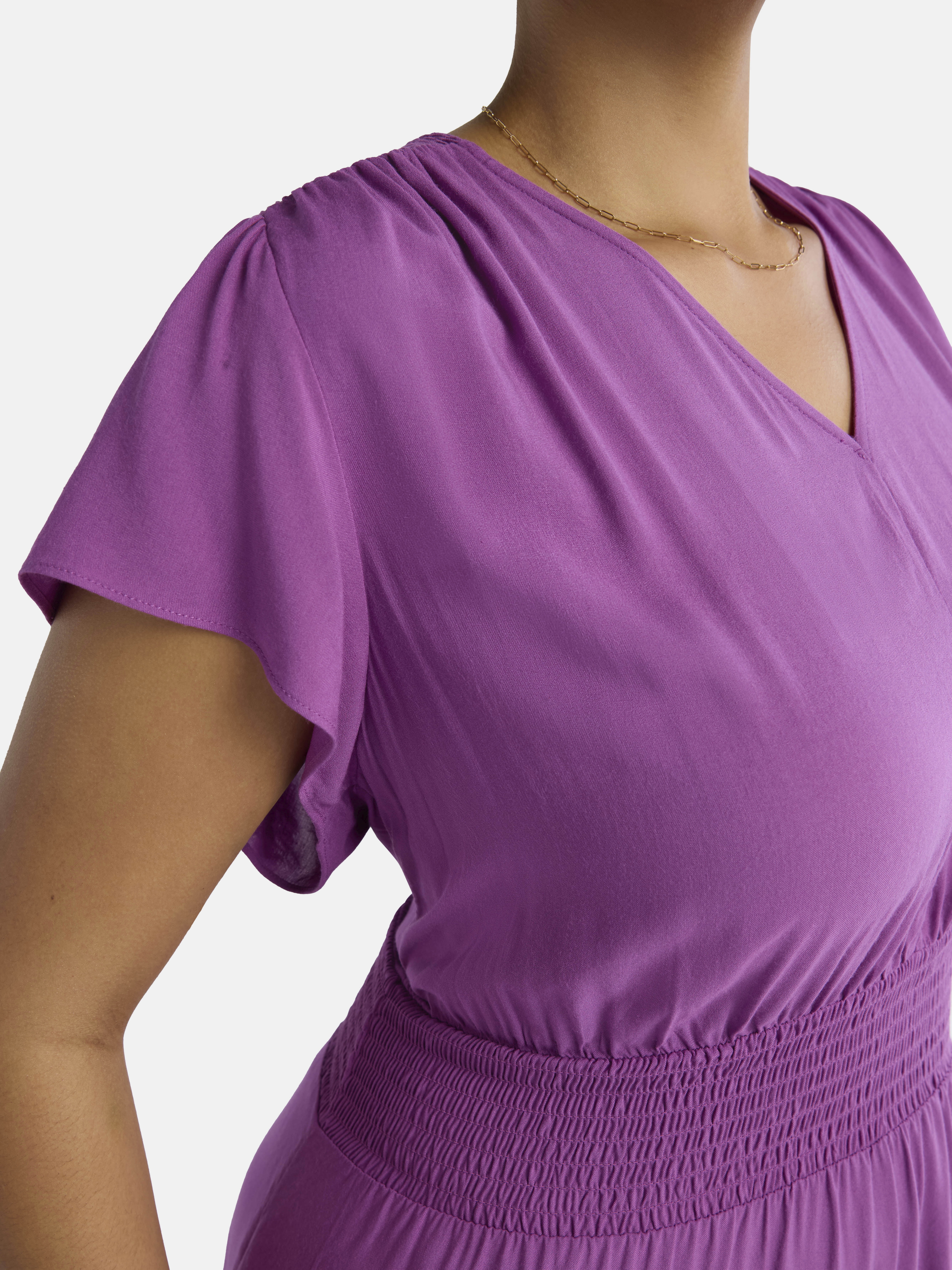 Time and Tru Women's and Women's Plus Smocked Waist Midi Dress, Sizes XS-4X