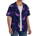 thumbnail image 2 of Balery Eggplant Men's Casual Button Down Shirt Short Sleeve Textured Summer Cuban Beach Shirts-Large, 2 of 7