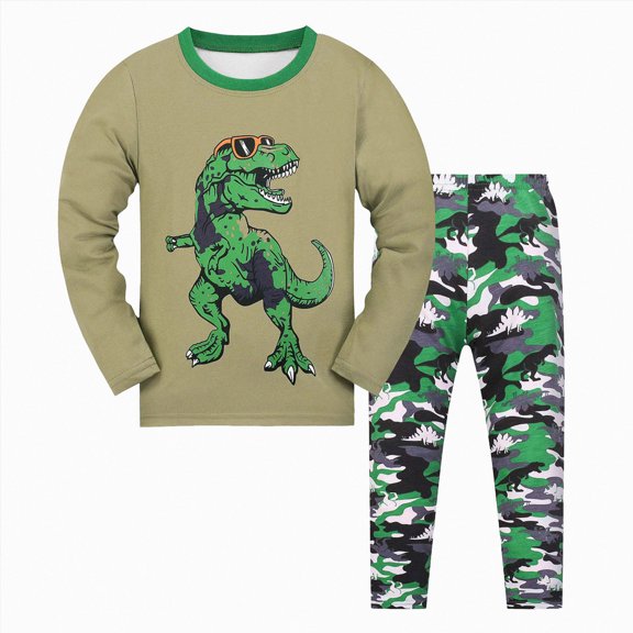 UAYOTSE Boy Pajamas 2-Piece Pjs Set Kids Long Sleeve and Pants Jammies Casual Wear Boys' Sleepwear Lounge Clothes Little Kid ,Sizes 8-9 Years