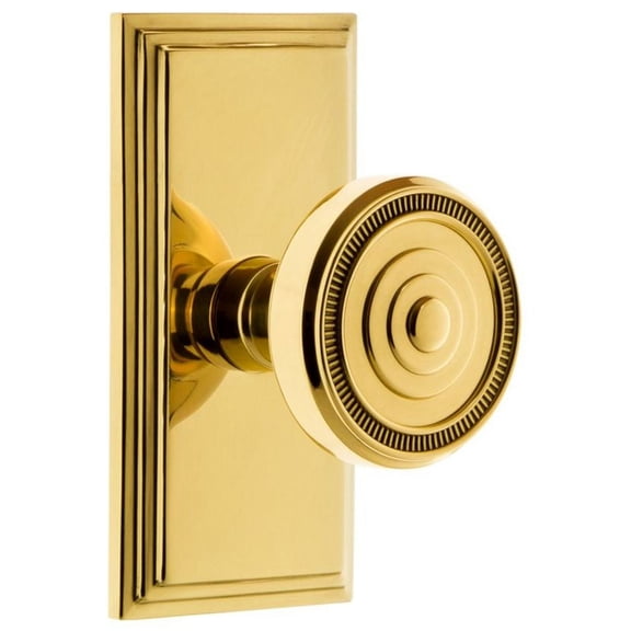 Grandeur 825706 Carre Solid Brass Rose Privacy Door Knob Set - Brass