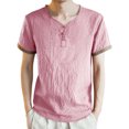 thumbnail image 1 of BOBOGOJP Chemises pour Hommes Manches Courtes Col Rond Hauts Décontractés Amples (Rose,TTG), 1 of 3