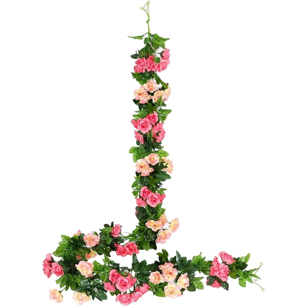 Cateissary Flores artificiales de glicinia para la decoración del hogar y el jardín Flores artificiales para la decoración de la fiesta Decoración Rosa