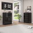 thumbnail image 4 of ChVans 6 Drawer Dresser for Bedroom, 44.7" Tall 31.5" Wide Modern High Gloss Black Dresser with Wood Chest of Drawer Handle Free, Long Dresser for Bedroom, Living Room, Entryway, Hallway, 4 of 9