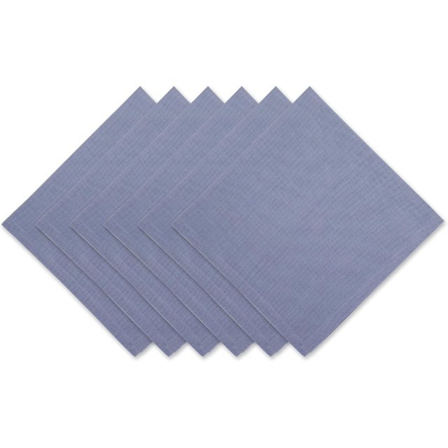 DII Solid Pastel Napkin Set Cotton, Machine Washable, 20x20 Inch, Stonewash Blue, 6 Count