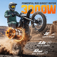 thumbnail image 3 of TieTie Electric Dirt Bike for Adults/Teens,3000W Peak Brushless Mid-Motor,52V 24Ah Battery,52mph Max Speed, 60mi Range,Off-Road Use Only,Age 14+, 3 of 9