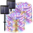 thumbnail image 1 of Cadena de luces solares, paquete de dos cada 200 LED 72.2 pies 2 modos Luces de hadas de alambre de cobre impermeables con energía solar para el hogar, jardín, patio, boda, fiesta, decoración navideña (colorido) brillar Electrónica, 1 of 5