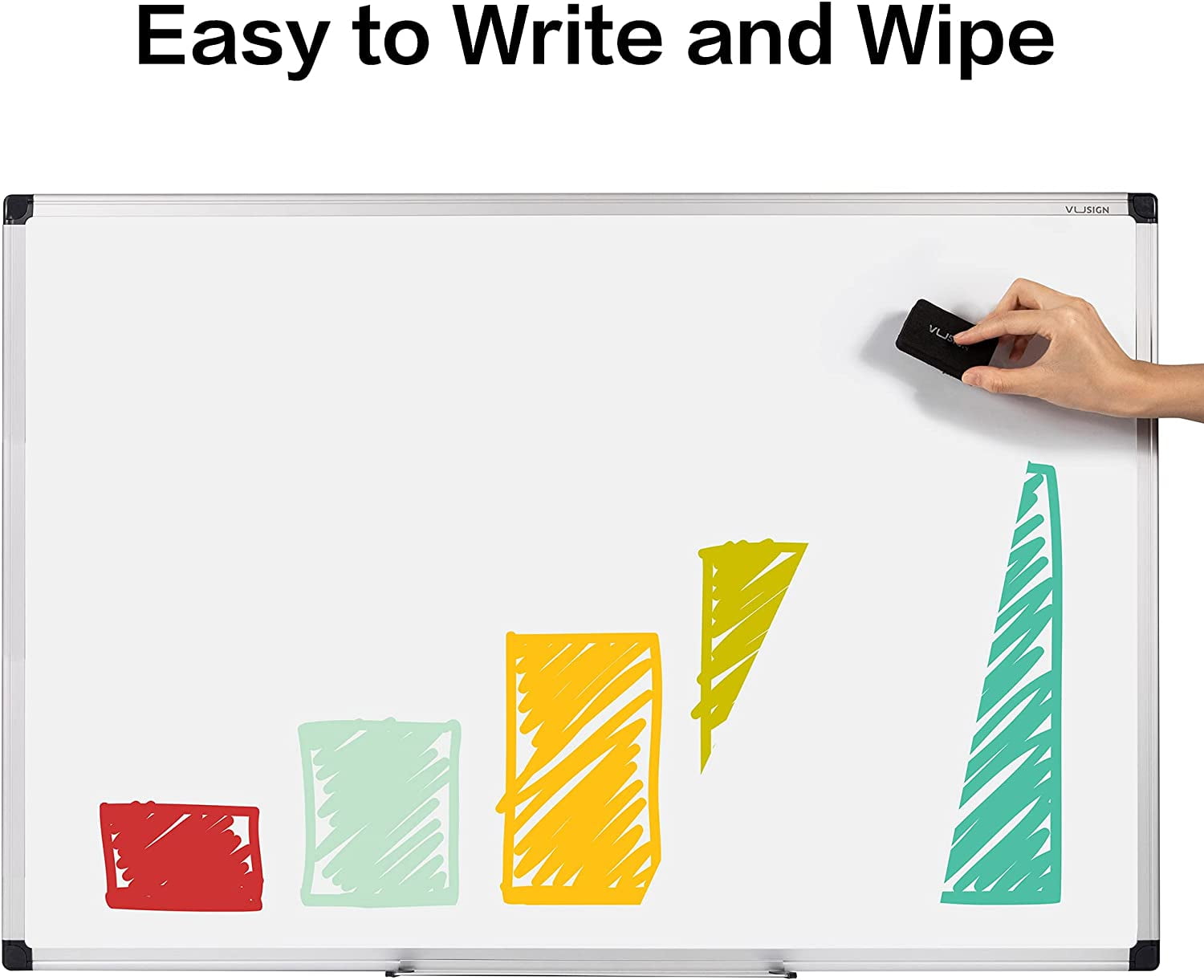 VUSIGN Magnetic Dry Erase Whiteboard, 36 X 24 Inches, Wall Mounted with Pen Tray, Silver Aluminium Frame