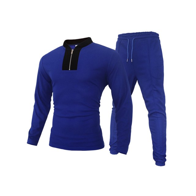 CVLIFE Men Lounge Sweatshirts+Pant Outfits Zipper Two Pieces Tracksuit Set Workout Jogger Sets Blue S