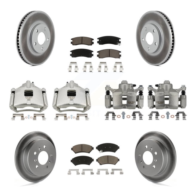 Transit Auto Front Rear Disc Brake Caliper Coated Rotors and Ceramic Pads Kit (10Pc) for Car 2000-2004 Chevrolet Impala Monte Carlo KCG-100874C