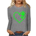 thumbnail image 2 of Honeeladyy - Camiseta de manga larga para mujer, cuello redondo, bonita, informal, con estampado de corazones, moderna, camiseta de tres cuartos, para conciertos de música country (gris, 2XL), 2 of 4