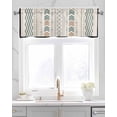thumbnail image 2 of Boho Beige Linen Curtain Valance for Bedroom/Bathroom/Kitchen/Office/Living/Dining Room Window,Bohemia Flower Geometric Modern Stripes Pocket Topper Drapes Decorative Cafe Drapery Panel 60"x18", 2 of 6