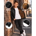 thumbnail image 6 of Heting Boys Faux Leather Motorcycle Jacket with Removable Hood Warm Fleece Lining Windproof PU Bomber Coat for Fall Winter Black 10-12, 6 of 9