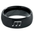 thumbnail image 2 of Tungsten Triplet Beam Note Music Band Ring 8mm Men Women Comfort Fit Black Dome Brushed Polished, 2 of 4