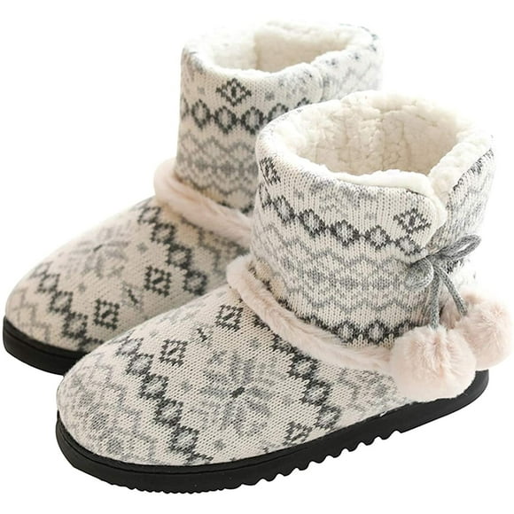 Womens Bootie Slippers Mens Fashion Anti Skid Plush Fleece House ShoesWinter Ankle Booties Slippers Indoor OutdoorWarm Comfort Knitted Slippers