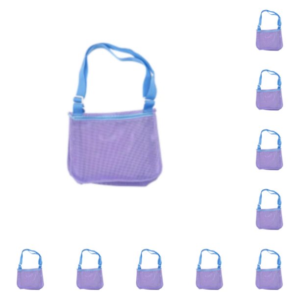Monstrate Práctico y ajustable Hombro Diseñado Playa Juguete Bolsa de malla Bolsa de malla Niños Bolsa de playa Piscina de almacenamiento para banda azul púrpura 24*20cm 10piezas