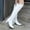 White, variant on BONIXOOM Womens Boots High Heel Rubber Slip-On Knee High Winter Black