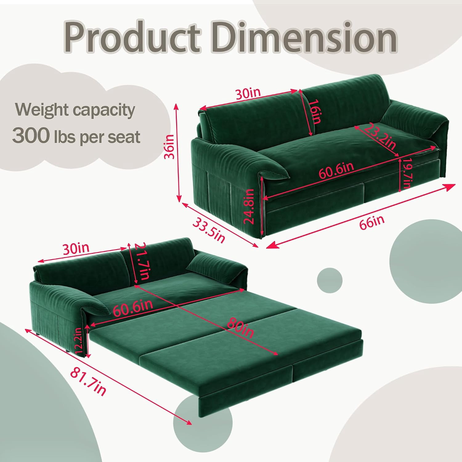 66" Queen Pull Out Sleeper Sofa, 3‑in‑1 Velvet Convertible Loveseat with Side Storage for Apartment Bedroom