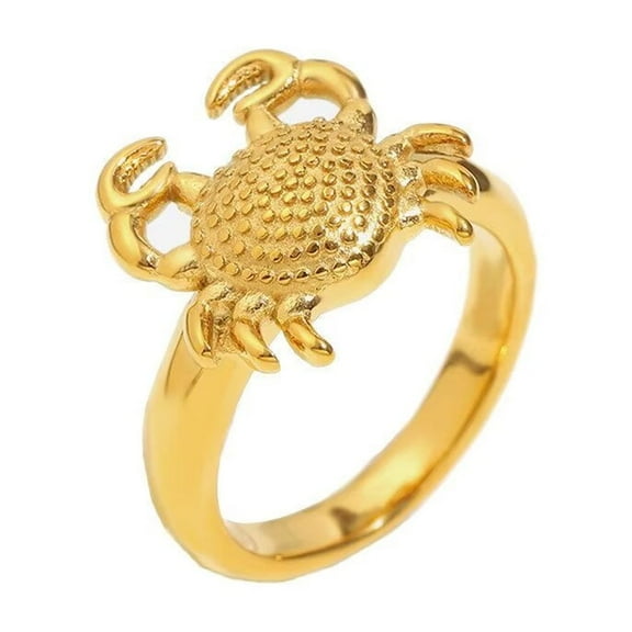 HIJONES Women's Animal Crab Stainless Steel Gold Cancer Ring Band Personalized Jewelry Size 6