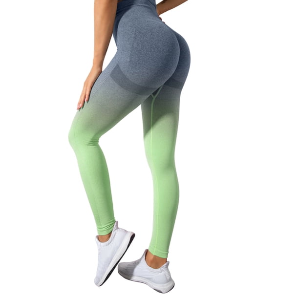 Gibobby Pantalones dama Pantalones deportivos para mujer Pantalones de yoga con degradado teñidos sin costuras Pantalones de yoga para mujer con caída recortada(Verde, S)