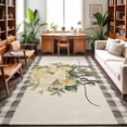 Area Rug 4x6ft, Hello Spring White Rose Bouquets Washable Rugs for ...