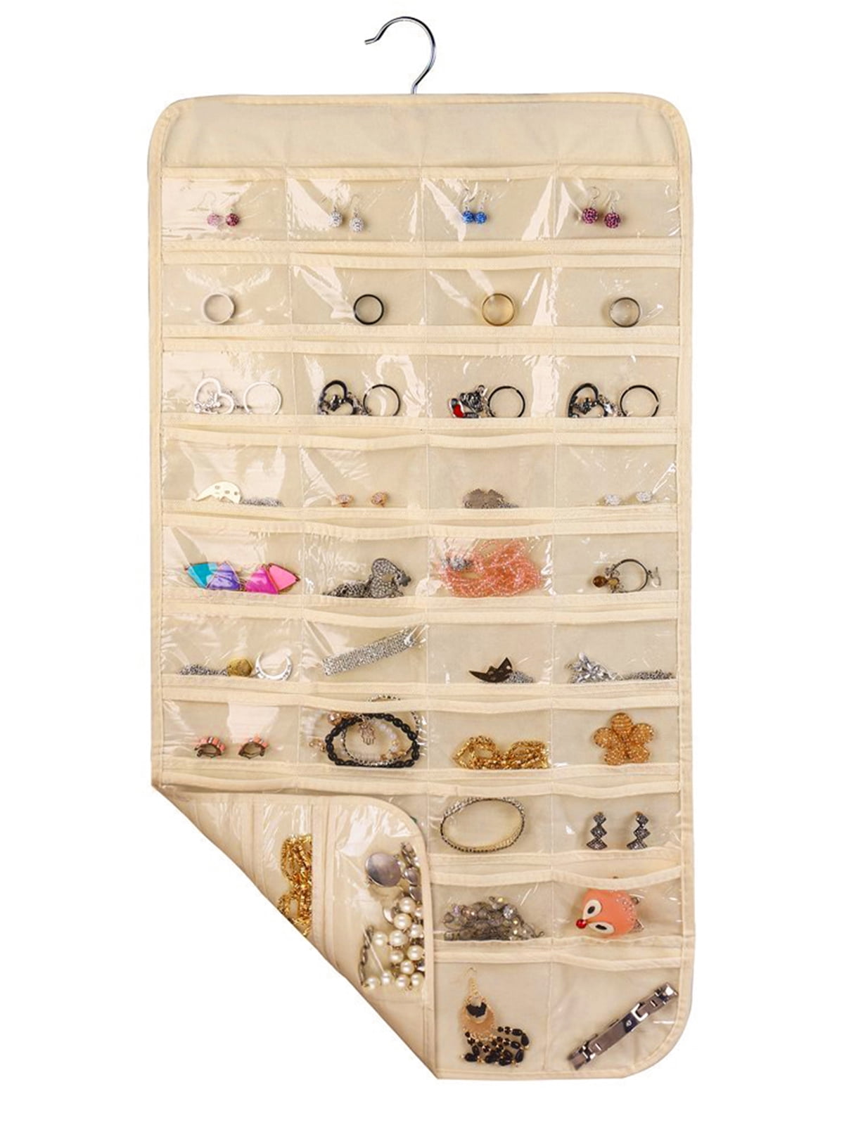 80 Pocket Hanging Jewelry Organizer Storage for Holding Earring Jewelries Pouch 