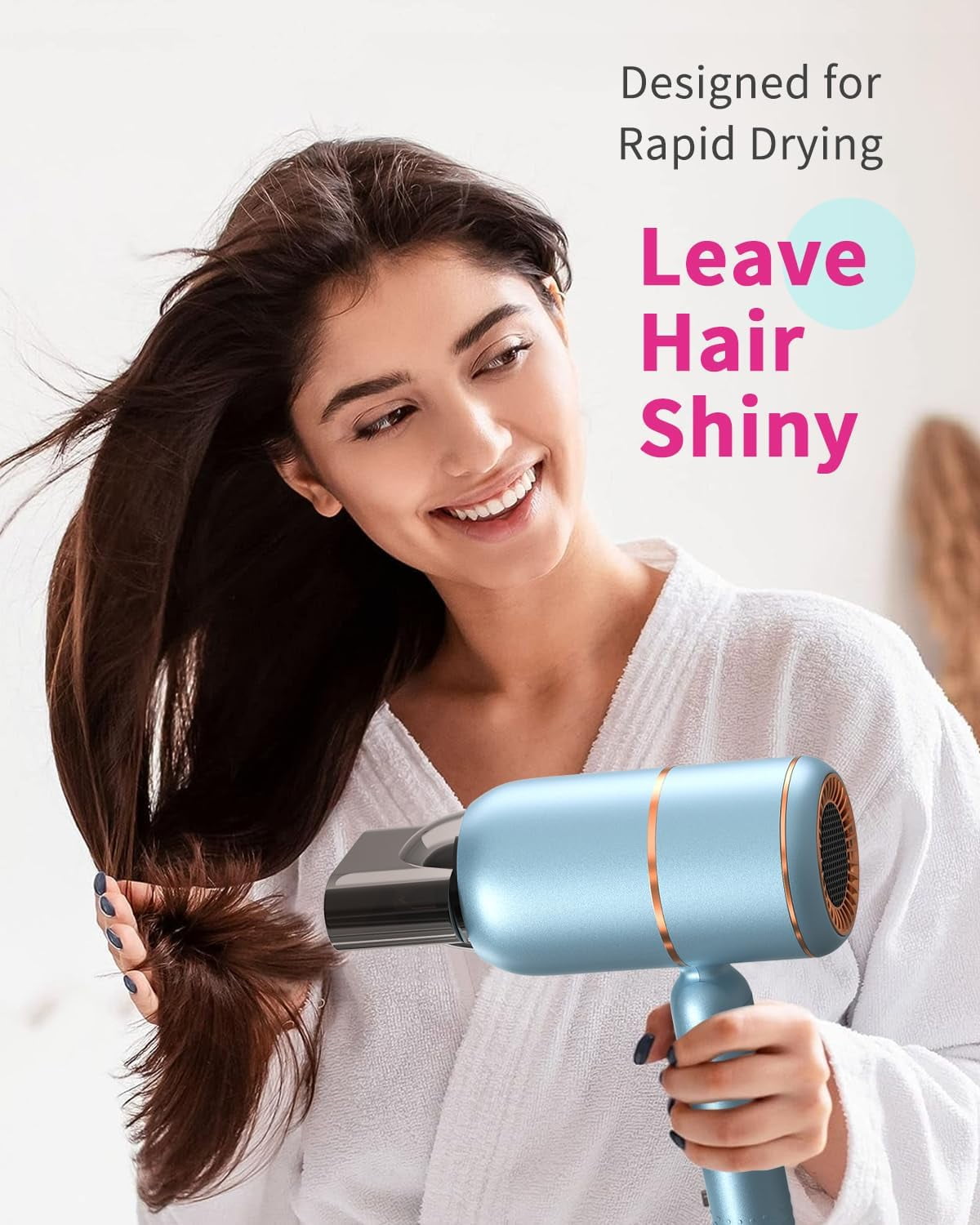 2025 Professional Ionic Hair Dryer Blow Dryer with Diffuser and Concentrator,Foldable Handle Travel Hair Dryer,Constant Temperature Hair Care for Fast Drying as Salon Light and Quiet (Baby Blue)