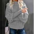 thumbnail image 4 of LYXSSBYX Womens Sweaters Clearance Women Casual Solid Long Sleeve Thick Knit Pullover Crewneck Sweater Coat, 4 of 7