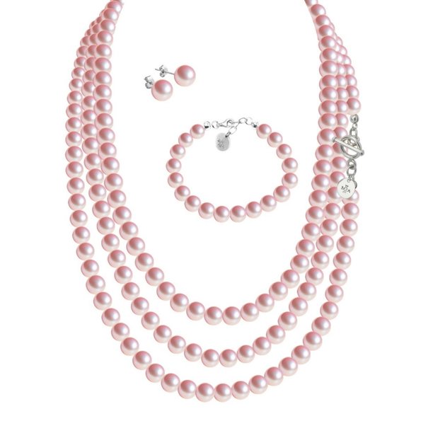 Set Collar Triple Aretes Pulsera Zvezda Plata 0.925 Mujer rosa claro Unitalla
