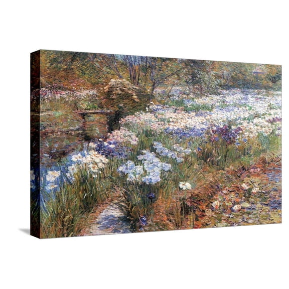 Art.com Water Garden Stretched Canvas Print Wall Art by Childe Hassam, 24" x 16"