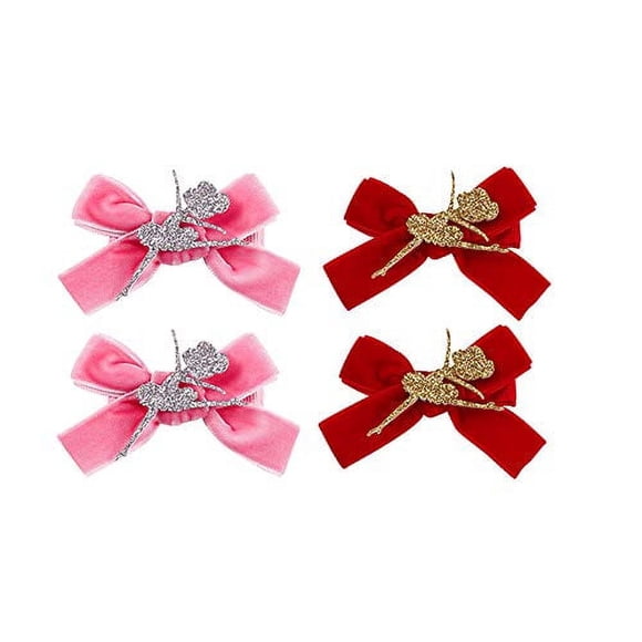 BBTDIN JBC37 conjunto con pinza para el pelo para baile de Ballet, lazo rojo rosa (1,57x2,76 pulgadas) para bebés de 1 a 4 años, niñas pequeñas